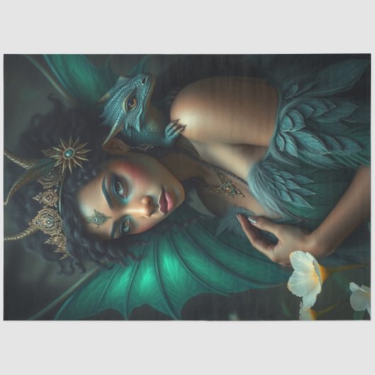 Mysterieuze gotische drakenfee tissuepapier (Voorkant)