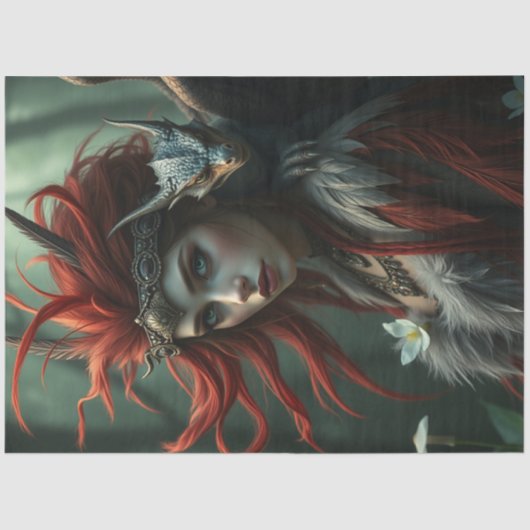 Mysterieuze gotische drakenfee tissuepapier (Voorkant)