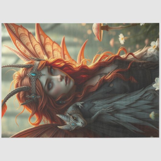 Mysterieuze gotische drakenfee tissuepapier (Voorkant)