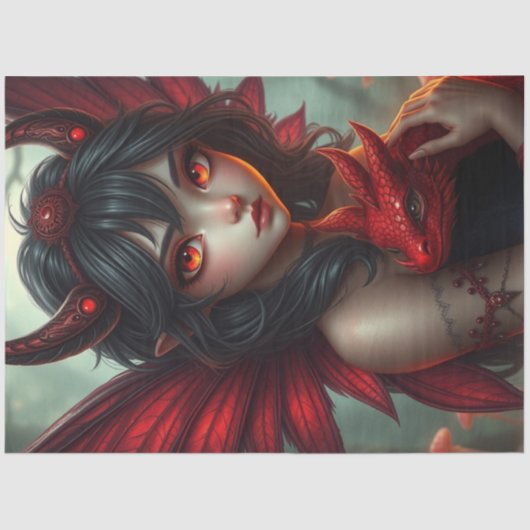 Mysterieuze gotische drakenfee tissuepapier (Voorkant)