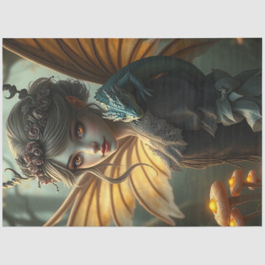 Mysterieuze gotische drakenfee tissuepapier (Voorkant)