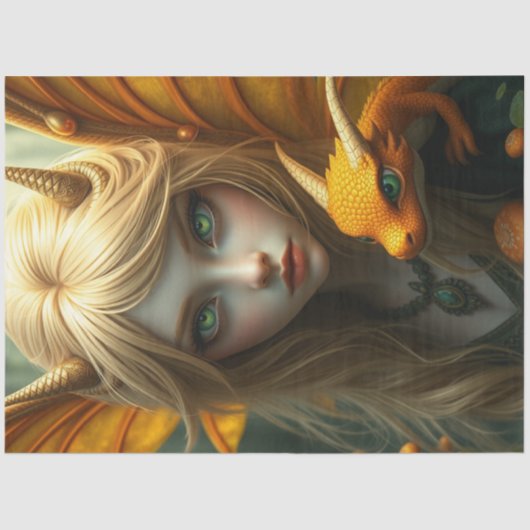 Mysterieuze gotische drakenfee tissuepapier (Voorkant)