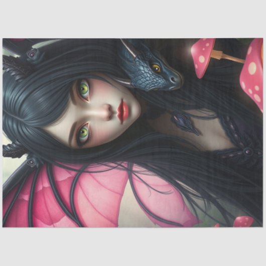 Mysterieuze gotische drakenfee tissuepapier (Voorkant)