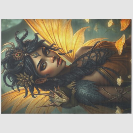 Mysterieuze gotische drakenfee tissuepapier (Voorkant)