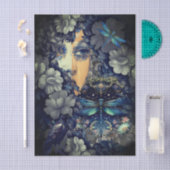 Mysterieuze Gotische Indigo Bloem Collage Kunst  Tissuepapier (Craft)