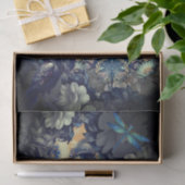 Mysterieuze Gotische Indigo Bloem Collage Kunst  Tissuepapier (Geschenk)