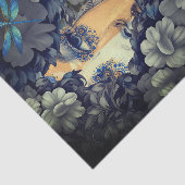 Mysterieuze Gotische Indigo Bloem Collage Kunst  Tissuepapier (Detail)