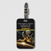 Mysterieuze Gouden Alien Verkennende Verre Planete Bagagelabel (Voorkant (verticaal))
