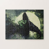 Mysterieuze groene heks Volle Maan Legpuzzel (Horizontaal)