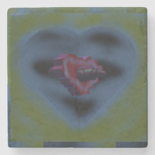 Mysterieuze harten art ontwerp donkere mistige kle stenen onderzetter