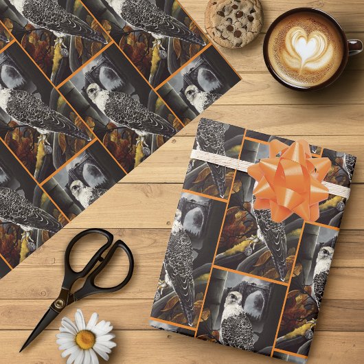 Mysterieuze Herfst Gotische Valken Maneschijn Ruïn Cadeaupapier