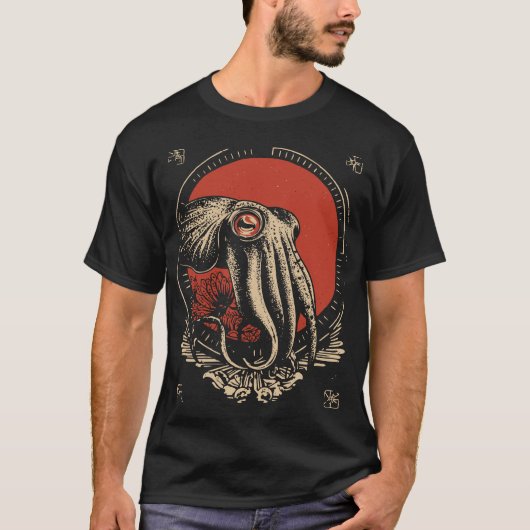 Mysterieuze inktvis oceaan schepsel  kunst t-shirt (Voorkant)