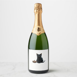 Mysterieuze Kat in Betoverd Bos Oversized T-Shirt Sparkling Wijnetiket