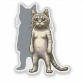 Mysterieuze kat met schaduwsilhouet sticker (Voorkant)