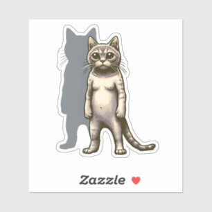 Mysterieuze kat met schaduwsilhouet sticker