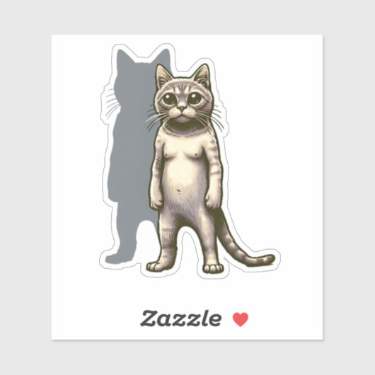 Mysterieuze kat met schaduwsilhouet sticker (Vel)
