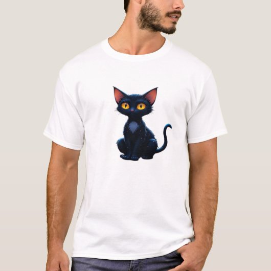 Mysterieuze kat onder maanverlichte web oversized  t-shirt (Voorkant)