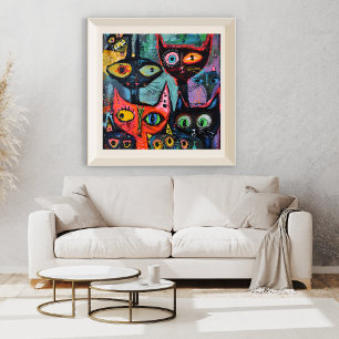 Mysterieuze katten- grillige kunst print
