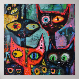 Mysterieuze katten- grillige kunst print