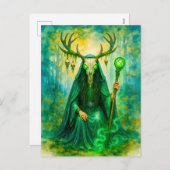 Mysterieuze Keltische druïden met gewei masker Feestdagenkaart (Voorkant / Achterkant)