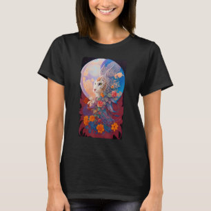 Mysterieuze koninklijke maan kat met kanten vleuge t-shirt