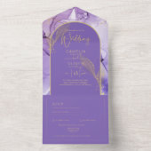 Mysterieuze lavendel en goud paarse bruiloft all in one uitnodiging (Binnen)