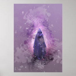 Mysterieuze magische figuur waterverf schilderij poster