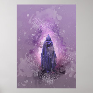 Mysterieuze magische figuur waterverf schilderij poster
