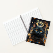 Mysterieuze majestueuze zwarte kat goud glitter na notitieboek (Binnen)