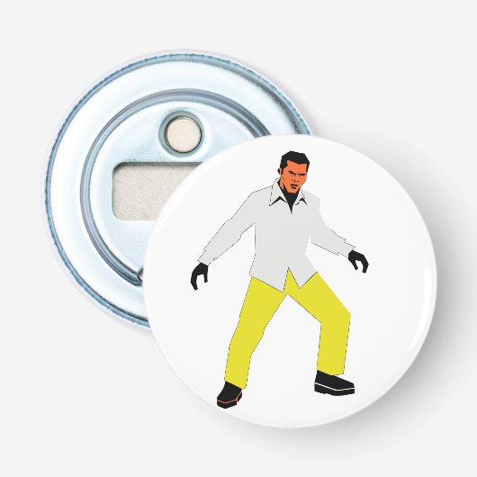 Mysterieuze man blik button flesopener (Voorkant)