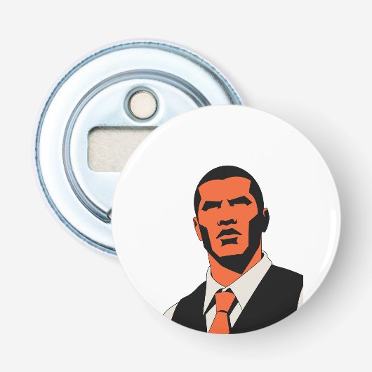 Mysterieuze man blik button flesopener (Voorkant)
