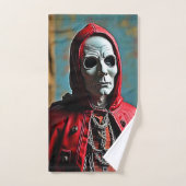 Mysterieuze met capuchon beklede schedelfiguur bad handdoek (Handdoek)