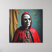 Mysterieuze met capuchon beklede schedelfiguur canvas afdruk (Voorkant)