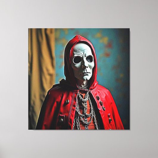 Mysterieuze met capuchon beklede schedelfiguur canvas afdruk (Voorkant)