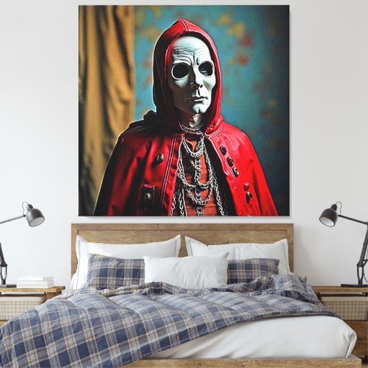 Mysterieuze met capuchon beklede schedelfiguur canvas afdruk (Insitu (Slaapkamer))