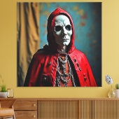 Mysterieuze met capuchon beklede schedelfiguur canvas afdruk (Insitu (Woonkamer))