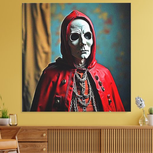 Mysterieuze met capuchon beklede schedelfiguur canvas afdruk (Insitu (Woonkamer))