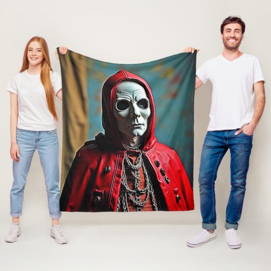 Mysterieuze met capuchon beklede schedelfiguur fleece deken (In situ)