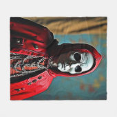 Mysterieuze met capuchon beklede schedelfiguur fleece deken (Voorkant (Horizontaal))