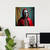 Mysterieuze met capuchon beklede schedelfiguur poster (Thuiskantoor)