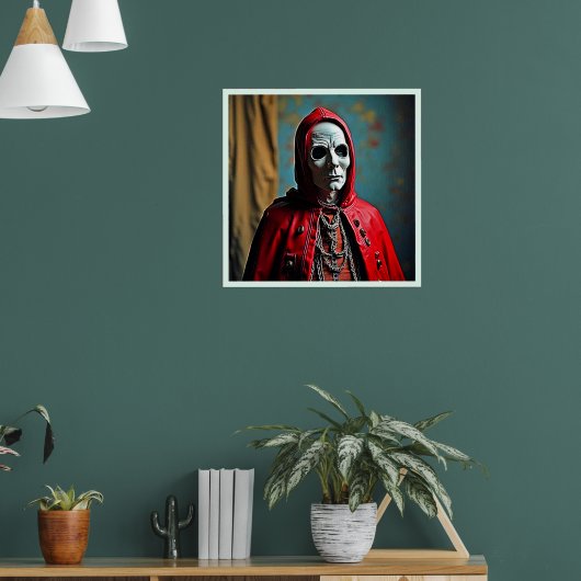 Mysterieuze met capuchon beklede schedelfiguur poster (Woonkamer 1)