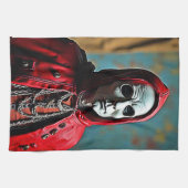 Mysterieuze met capuchon beklede schedelfiguur theedoek (Horizontaal)