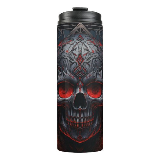 Mysterieuze Metal Skull Tumbler Wrap | Gotische sc Thermosbeker (Voorkant)
