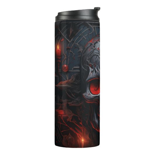 Mysterieuze Metal Skull Tumbler Wrap | Gotische sc Thermosbeker (Gedraaid links)