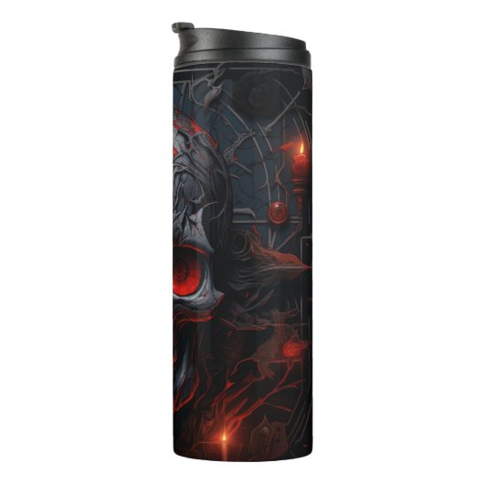 Mysterieuze Metal Skull Tumbler Wrap | Gotische sc Thermosbeker (Geroteerd rechts)