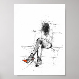 Mysterieuze Mode - Abstracte vrouw op hakken Poster