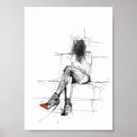 Mysterieuze Mode - Abstracte vrouw op hakken Poster (Voorkant)