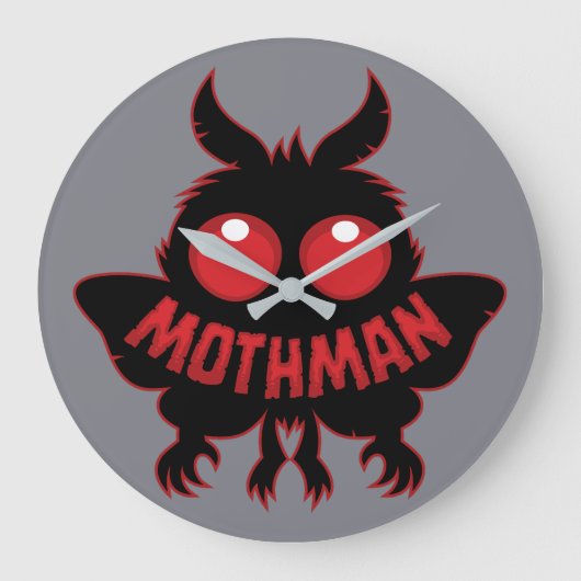 Mysterieuze Mothman Silhouet met Rode Ogen Grote Klok (Voorkant)
