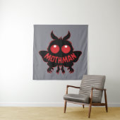 Mysterieuze Mothman Silhouet met Rode Ogen Wandkleed (In situ)