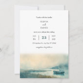 Mysterieuze nautische mistige haven strand bruilof kaart (Voorkant)